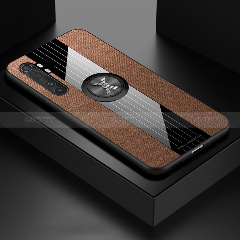 Custodia Silicone Ultra Sottile Morbida Cover con Magnetico Anello Supporto X01L per Xiaomi Mi Note 10 Lite Marrone