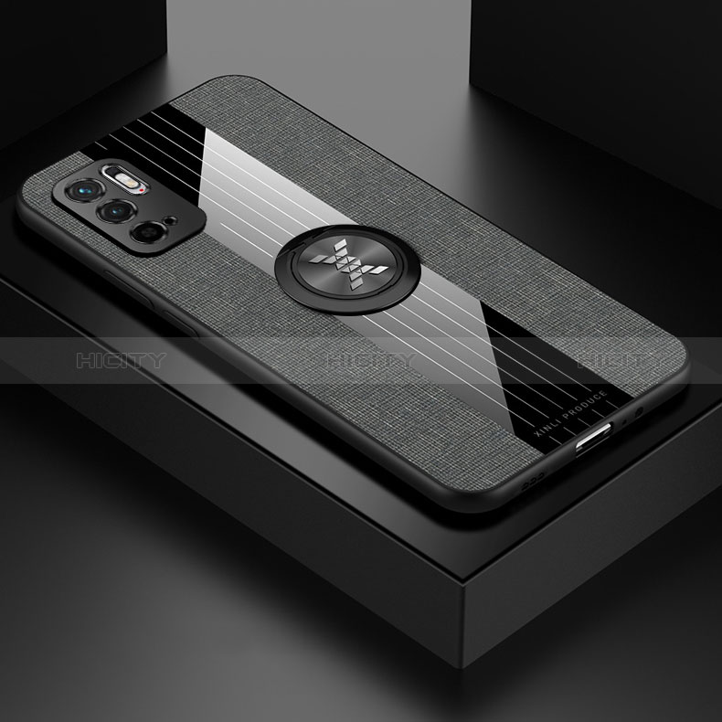 Custodia Silicone Ultra Sottile Morbida Cover con Magnetico Anello Supporto X01L per Xiaomi POCO M3 Pro 5G Grigio