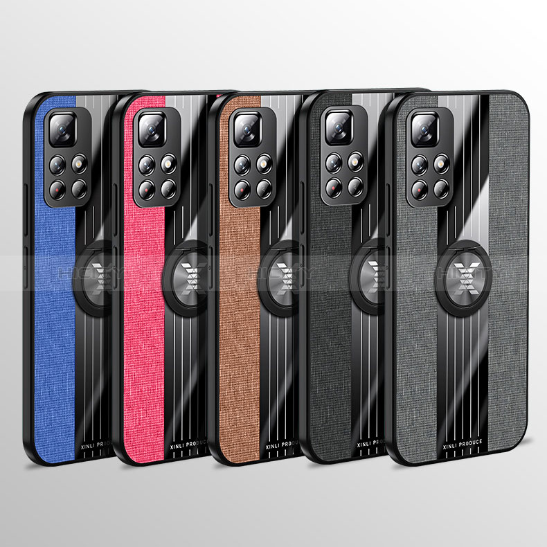 Custodia Silicone Ultra Sottile Morbida Cover con Magnetico Anello Supporto X01L per Xiaomi Poco M4 Pro 5G