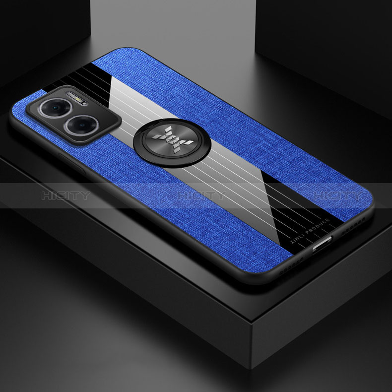 Custodia Silicone Ultra Sottile Morbida Cover con Magnetico Anello Supporto X01L per Xiaomi Redmi 11 Prime 5G Blu