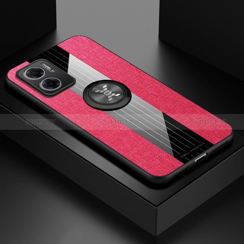 Custodia Silicone Ultra Sottile Morbida Cover con Magnetico Anello Supporto X01L per Xiaomi Redmi 11 Prime 5G Rosso