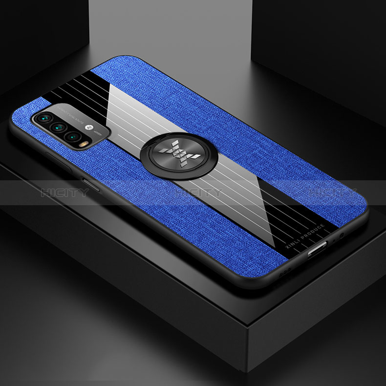 Custodia Silicone Ultra Sottile Morbida Cover con Magnetico Anello Supporto X01L per Xiaomi Redmi 9 Power