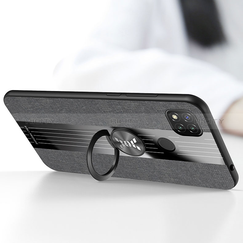 Custodia Silicone Ultra Sottile Morbida Cover con Magnetico Anello Supporto X01L per Xiaomi Redmi 9C NFC