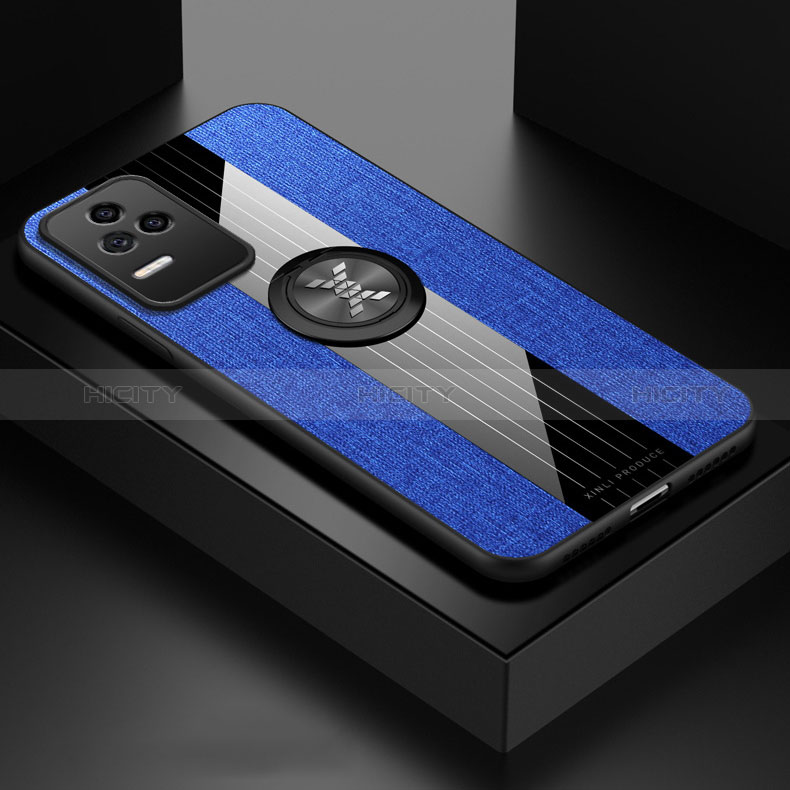 Custodia Silicone Ultra Sottile Morbida Cover con Magnetico Anello Supporto X01L per Xiaomi Redmi K50 5G Blu