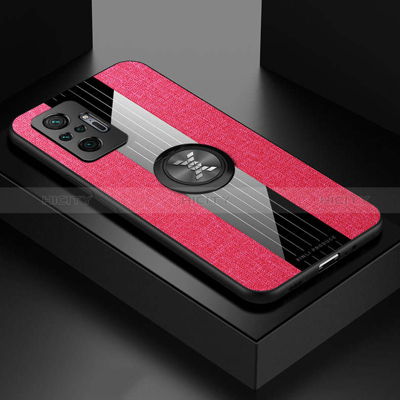 Custodia Silicone Ultra Sottile Morbida Cover con Magnetico Anello Supporto X01L per Xiaomi Redmi Note 10 Pro 4G