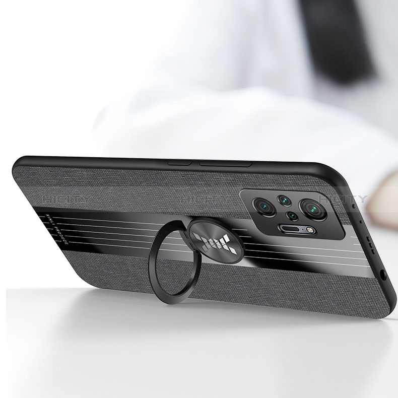 Custodia Silicone Ultra Sottile Morbida Cover con Magnetico Anello Supporto X01L per Xiaomi Redmi Note 10 Pro Max