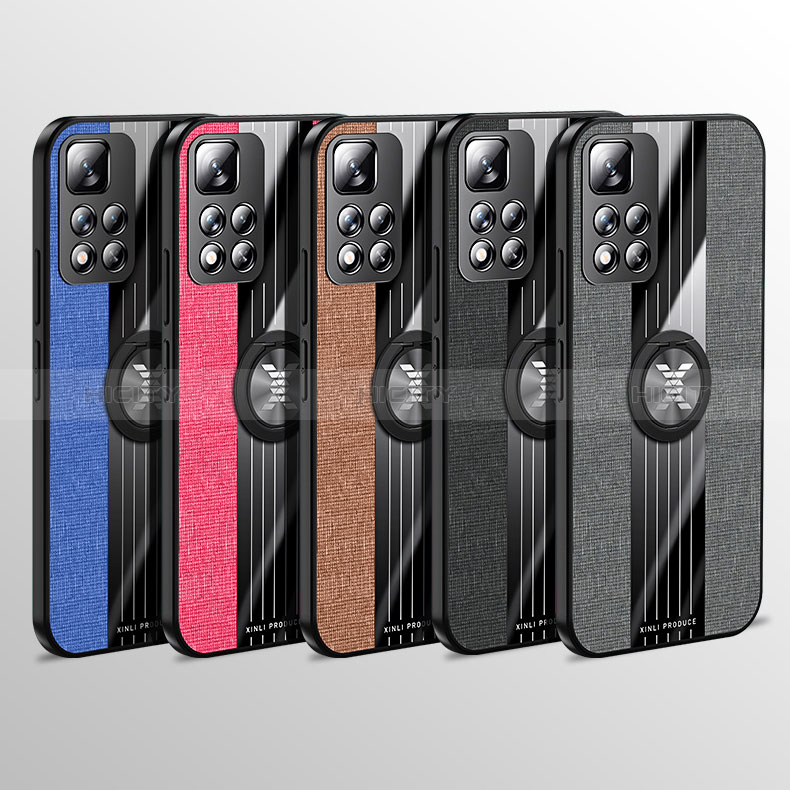 Custodia Silicone Ultra Sottile Morbida Cover con Magnetico Anello Supporto X01L per Xiaomi Redmi Note 11 Pro+ Plus 5G