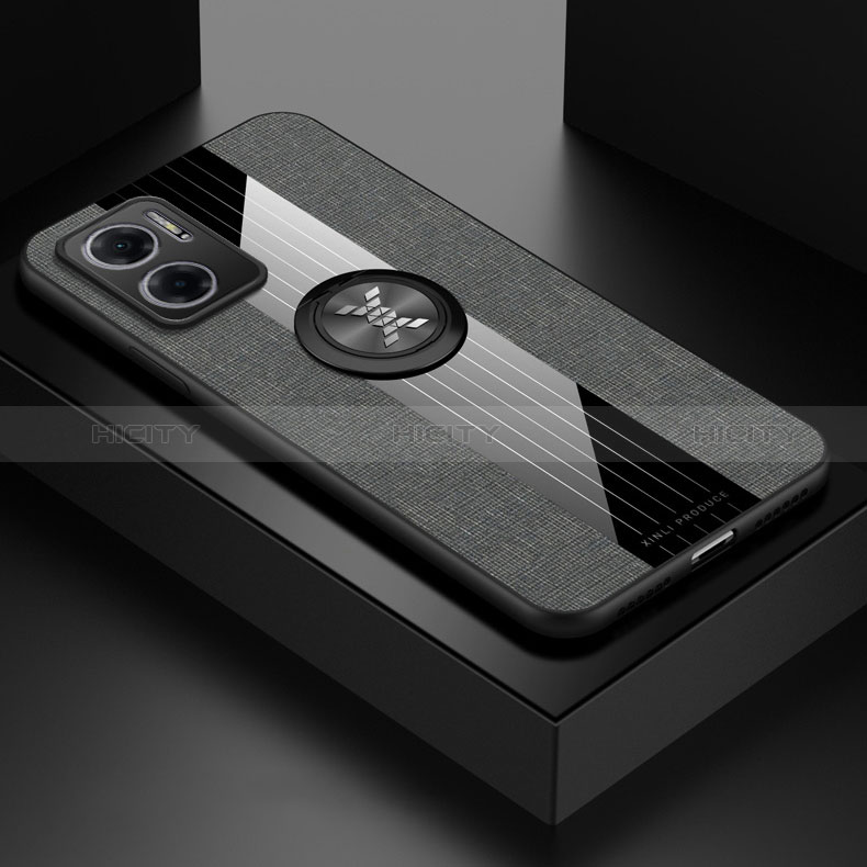 Custodia Silicone Ultra Sottile Morbida Cover con Magnetico Anello Supporto X01L per Xiaomi Redmi Note 11E 5G Grigio