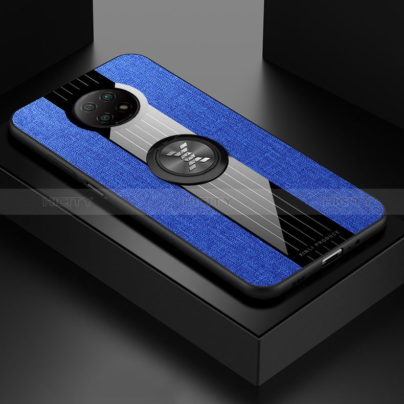 Custodia Silicone Ultra Sottile Morbida Cover con Magnetico Anello Supporto X01L per Xiaomi Redmi Note 9 5G Blu