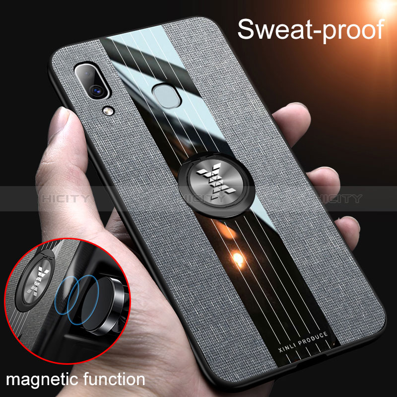 Custodia Silicone Ultra Sottile Morbida Cover con Magnetico Anello Supporto X02L per Samsung Galaxy A30