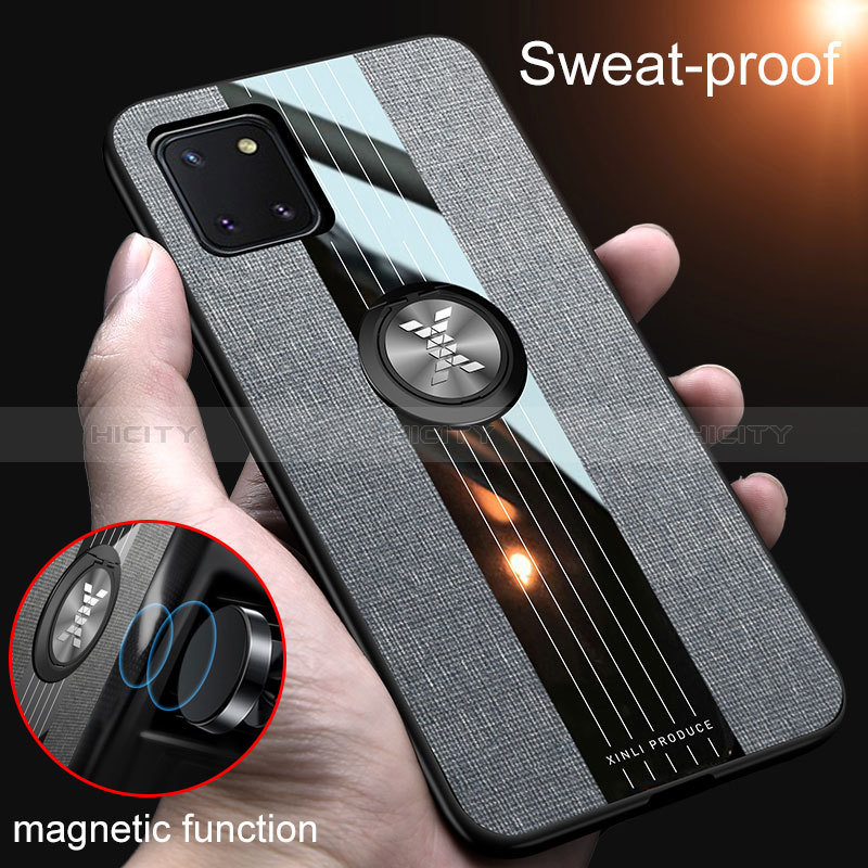 Custodia Silicone Ultra Sottile Morbida Cover con Magnetico Anello Supporto X02L per Samsung Galaxy M60s