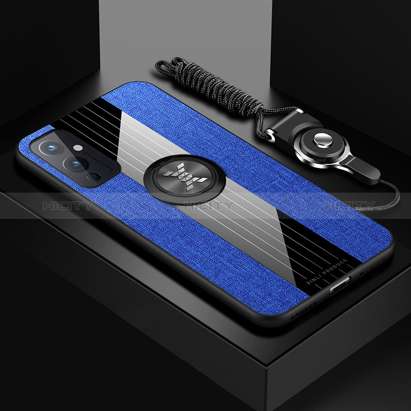 Custodia Silicone Ultra Sottile Morbida Cover con Magnetico Anello Supporto X03L per OnePlus 9 5G