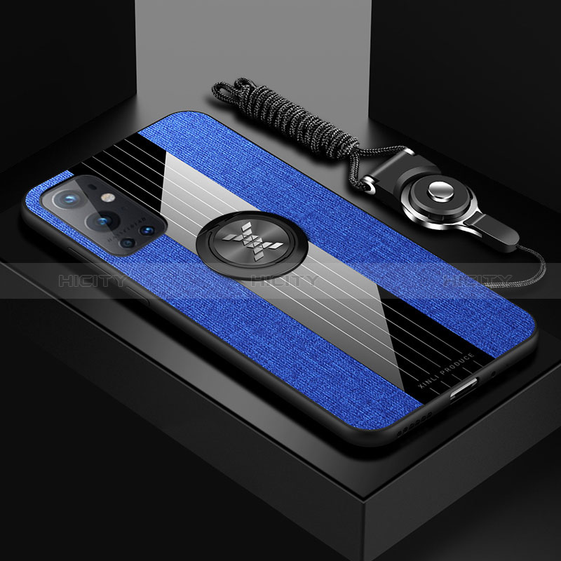 Custodia Silicone Ultra Sottile Morbida Cover con Magnetico Anello Supporto X03L per OnePlus 9 Pro 5G