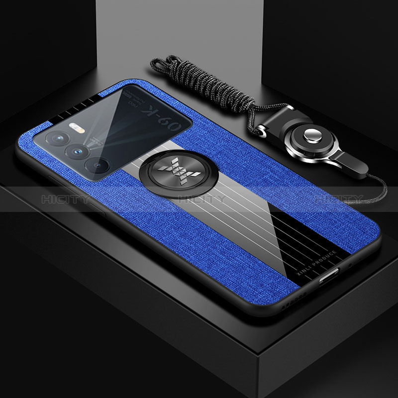 Custodia Silicone Ultra Sottile Morbida Cover con Magnetico Anello Supporto X03L per Oppo K9 Pro 5G Blu