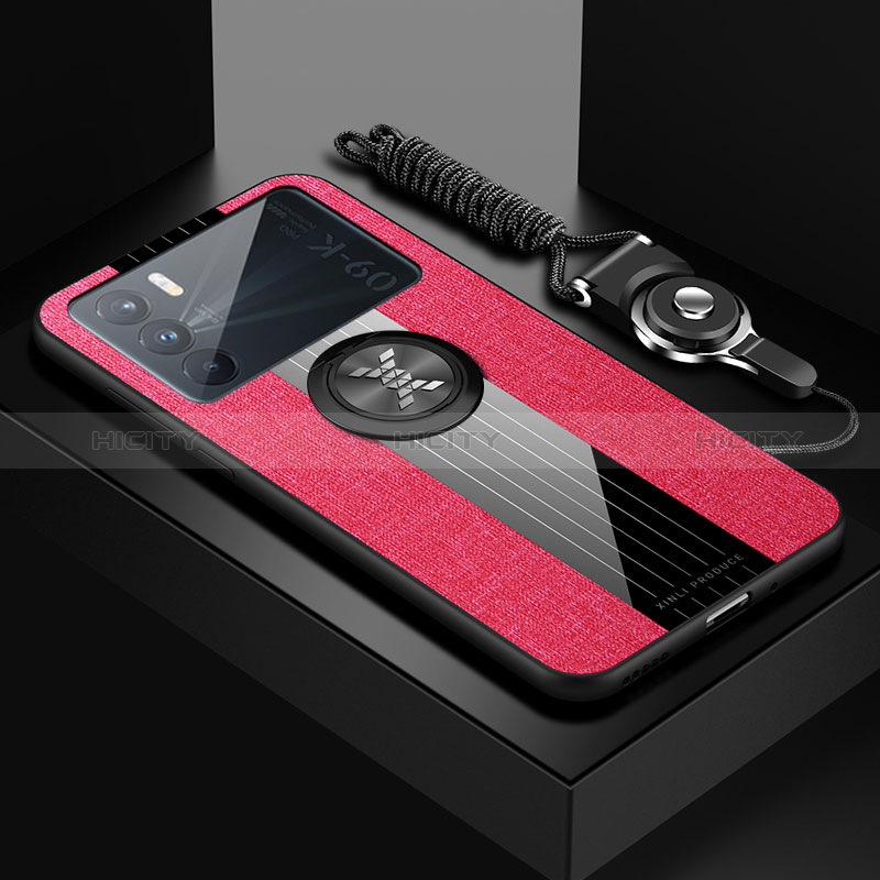 Custodia Silicone Ultra Sottile Morbida Cover con Magnetico Anello Supporto X03L per Oppo K9 Pro 5G Rosso