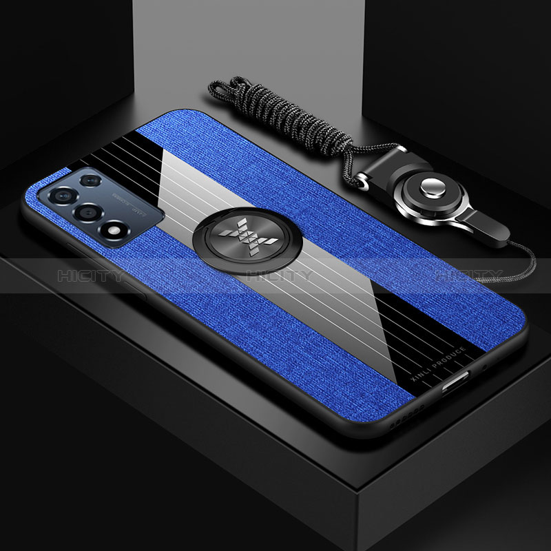 Custodia Silicone Ultra Sottile Morbida Cover con Magnetico Anello Supporto X03L per Realme 9 SE 5G Blu