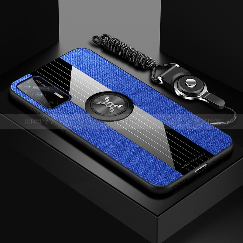 Custodia Silicone Ultra Sottile Morbida Cover con Magnetico Anello Supporto X03L per Realme GT 5G Blu