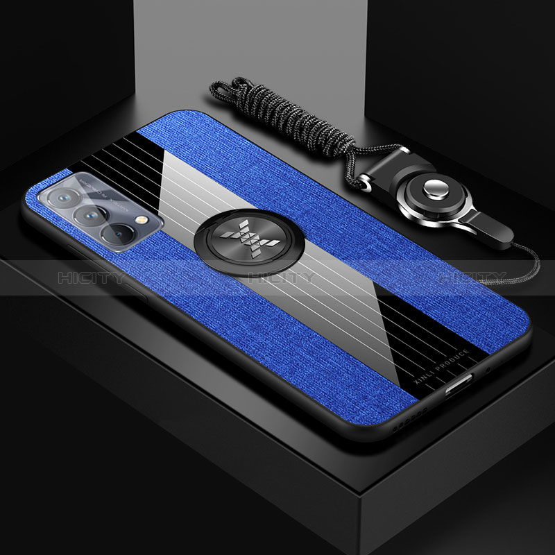 Custodia Silicone Ultra Sottile Morbida Cover con Magnetico Anello Supporto X03L per Realme GT Master 5G Blu