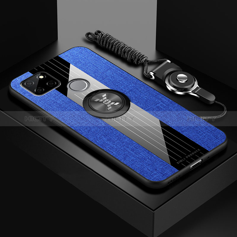 Custodia Silicone Ultra Sottile Morbida Cover con Magnetico Anello Supporto X03L per Realme Narzo 50A Blu