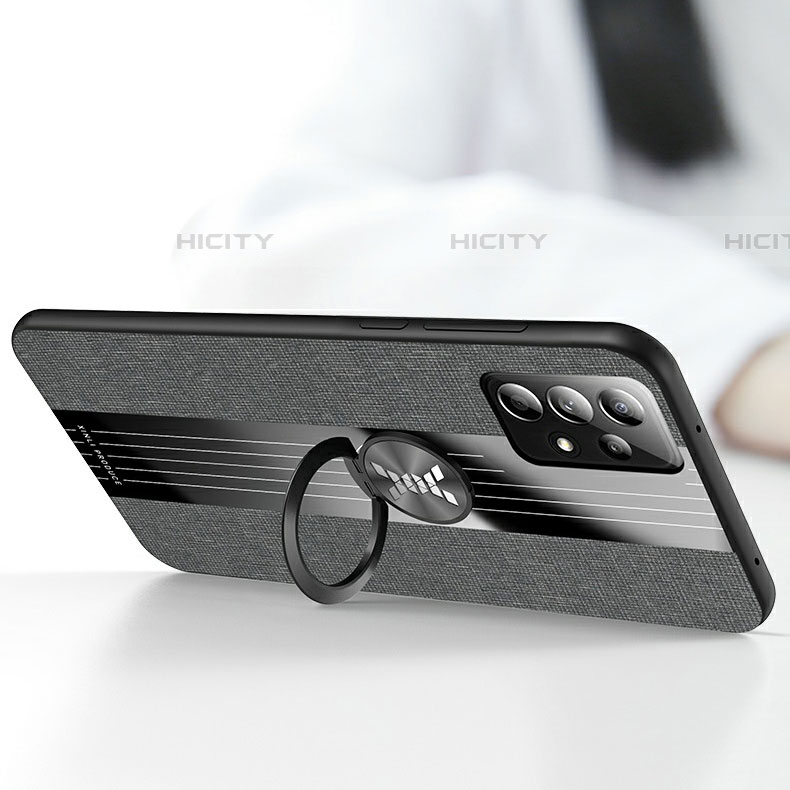 Custodia Silicone Ultra Sottile Morbida Cover con Magnetico Anello Supporto X03L per Samsung Galaxy A52 4G