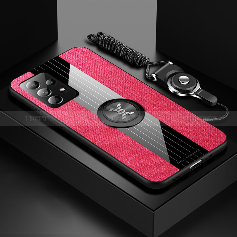 Custodia Silicone Ultra Sottile Morbida Cover con Magnetico Anello Supporto X03L per Samsung Galaxy A52s 5G Rosso