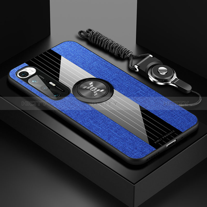 Custodia Silicone Ultra Sottile Morbida Cover con Magnetico Anello Supporto X03L per Xiaomi Mi 10S 5G Blu