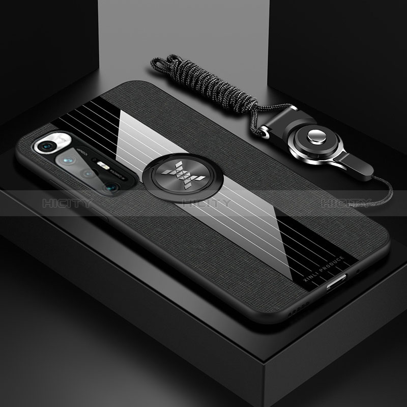 Custodia Silicone Ultra Sottile Morbida Cover con Magnetico Anello Supporto X03L per Xiaomi Mi 10S 5G Nero