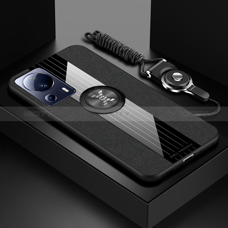 Custodia Silicone Ultra Sottile Morbida Cover con Magnetico Anello Supporto X03L per Xiaomi Mi 12 Lite NE 5G Nero