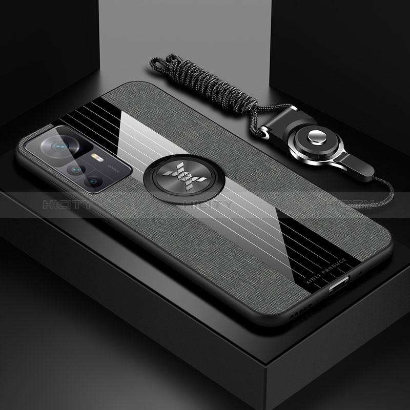 Custodia Silicone Ultra Sottile Morbida Cover con Magnetico Anello Supporto X03L per Xiaomi Mi 12T 5G Grigio