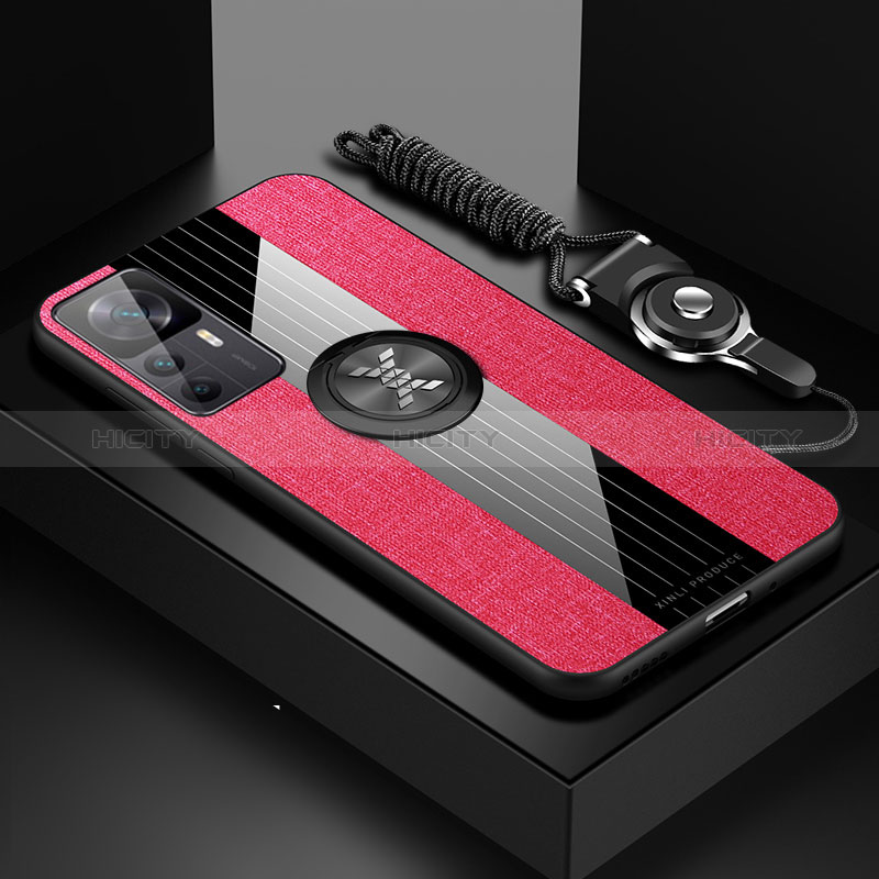 Custodia Silicone Ultra Sottile Morbida Cover con Magnetico Anello Supporto X03L per Xiaomi Mi 12T 5G Rosso