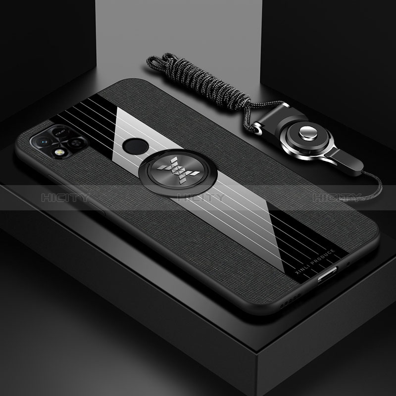 Custodia Silicone Ultra Sottile Morbida Cover con Magnetico Anello Supporto X03L per Xiaomi POCO C31 Nero