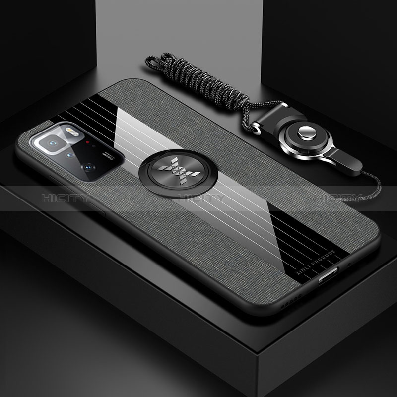Custodia Silicone Ultra Sottile Morbida Cover con Magnetico Anello Supporto X03L per Xiaomi Poco X3 GT 5G Grigio