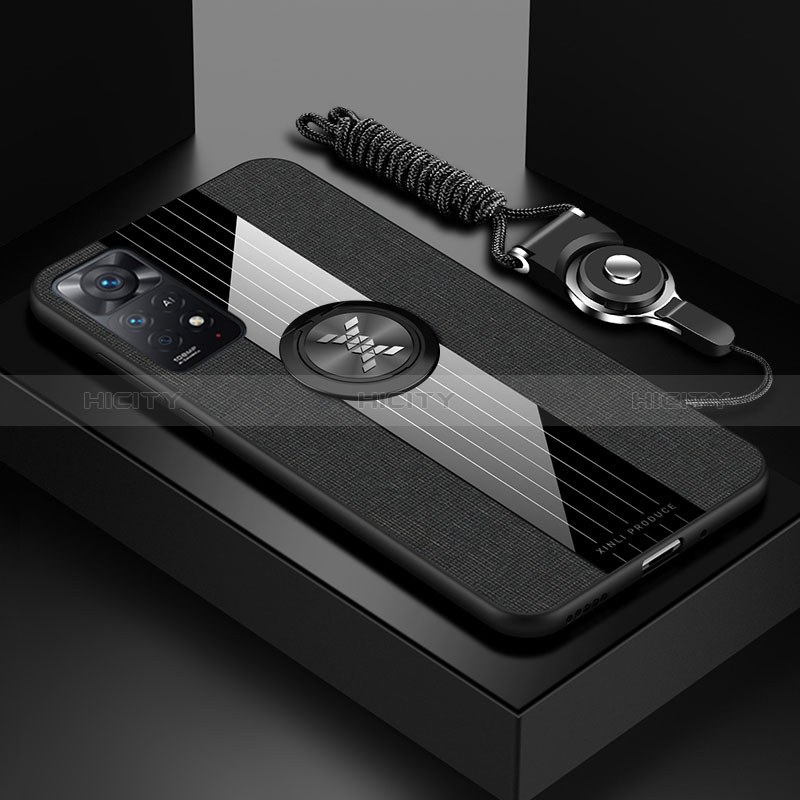 Custodia Silicone Ultra Sottile Morbida Cover con Magnetico Anello Supporto X03L per Xiaomi Redmi Note 11E Pro 5G