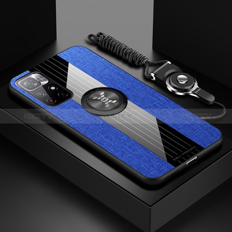 Custodia Silicone Ultra Sottile Morbida Cover con Magnetico Anello Supporto X03L per Xiaomi Redmi Note 11S 5G
