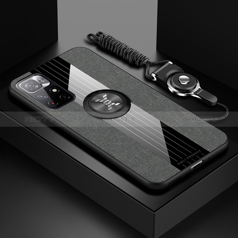 Custodia Silicone Ultra Sottile Morbida Cover con Magnetico Anello Supporto X03L per Xiaomi Redmi Note 11S 5G Grigio