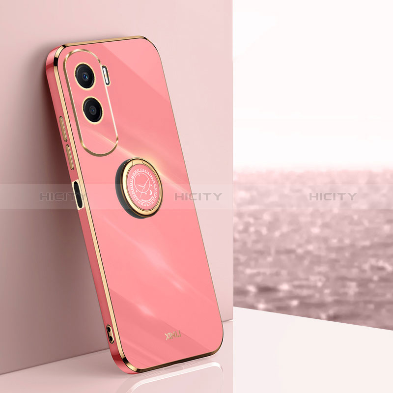 Custodia Silicone Ultra Sottile Morbida Cover con Magnetico Anello Supporto XL1 per Huawei Honor 90 Lite 5G Rosa Caldo