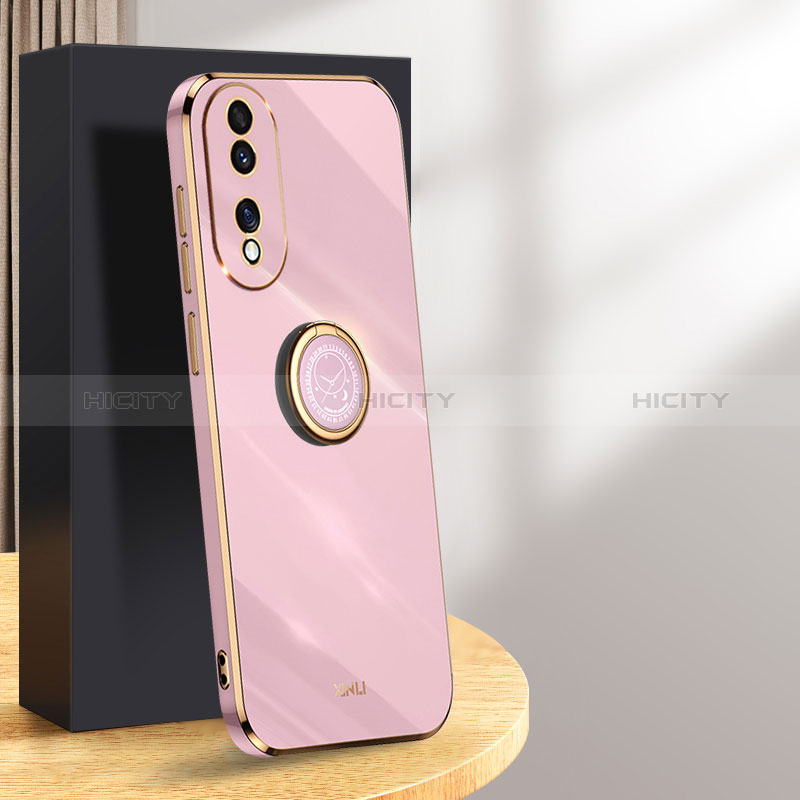 Custodia Silicone Ultra Sottile Morbida Cover con Magnetico Anello Supporto XL1 per Huawei Honor X7b Lavanda