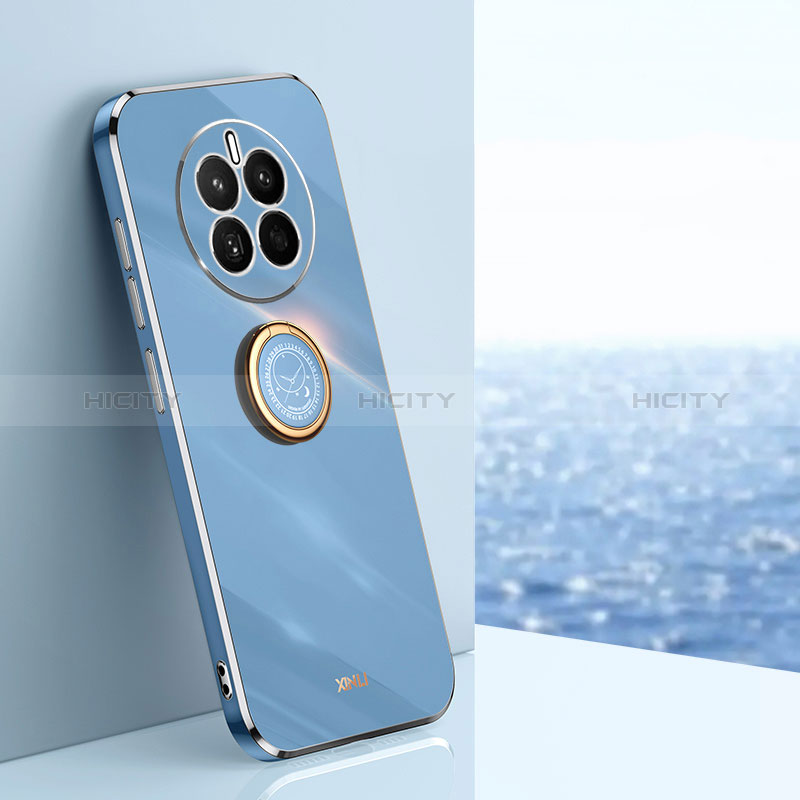 Custodia Silicone Ultra Sottile Morbida Cover con Magnetico Anello Supporto XL1 per Huawei Mate 50 Blu