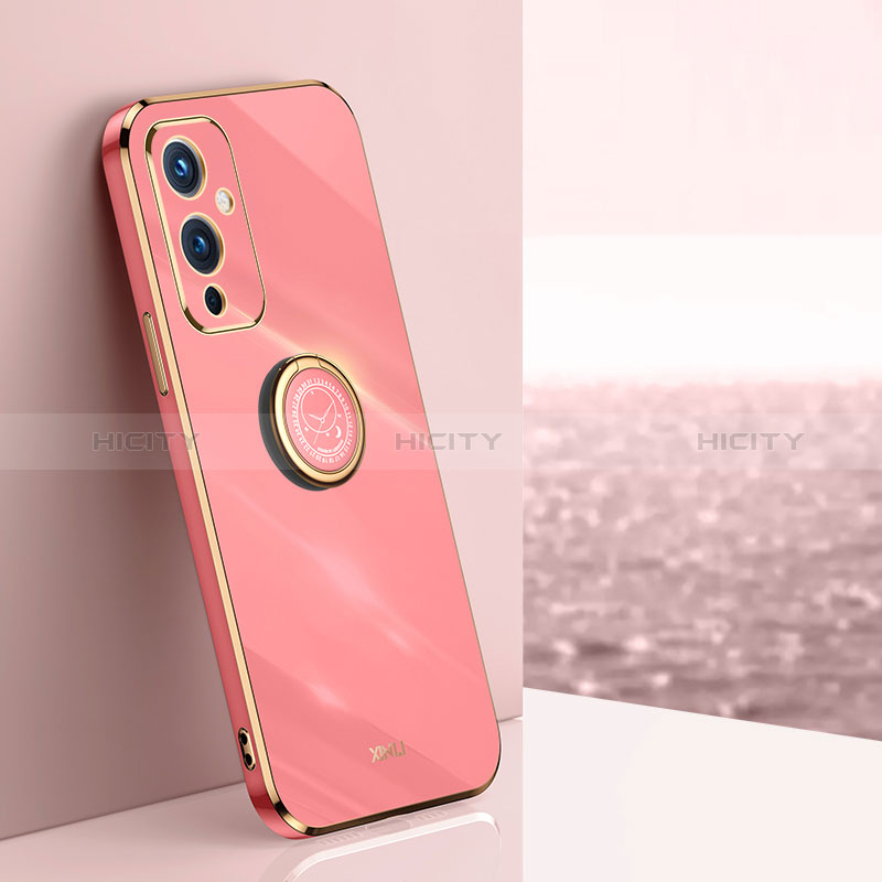 Custodia Silicone Ultra Sottile Morbida Cover con Magnetico Anello Supporto XL1 per OnePlus 9 5G