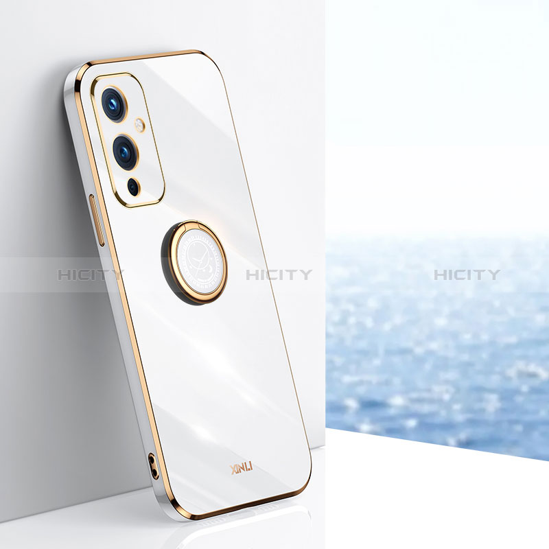 Custodia Silicone Ultra Sottile Morbida Cover con Magnetico Anello Supporto XL1 per OnePlus 9 5G