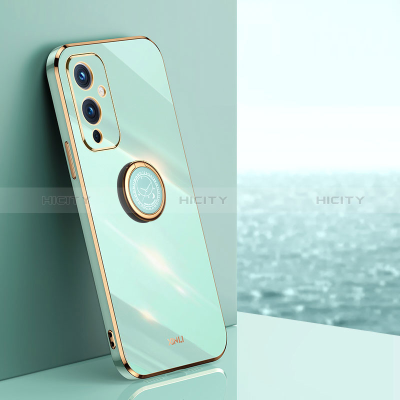 Custodia Silicone Ultra Sottile Morbida Cover con Magnetico Anello Supporto XL1 per OnePlus 9 5G