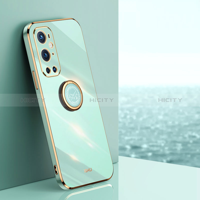 Custodia Silicone Ultra Sottile Morbida Cover con Magnetico Anello Supporto XL1 per OnePlus 9 Pro 5G