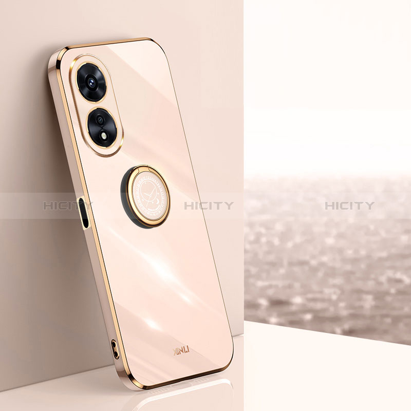 Custodia Silicone Ultra Sottile Morbida Cover con Magnetico Anello Supporto XL1 per Oppo A1 5G Oro