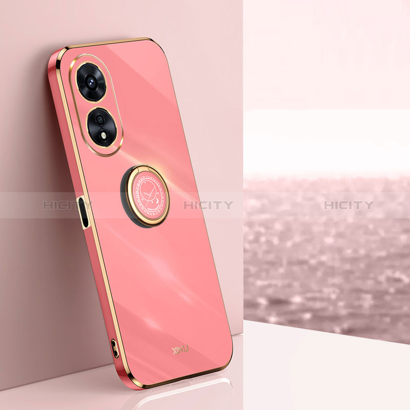 Custodia Silicone Ultra Sottile Morbida Cover con Magnetico Anello Supporto XL1 per Oppo A1 5G Rosa Caldo