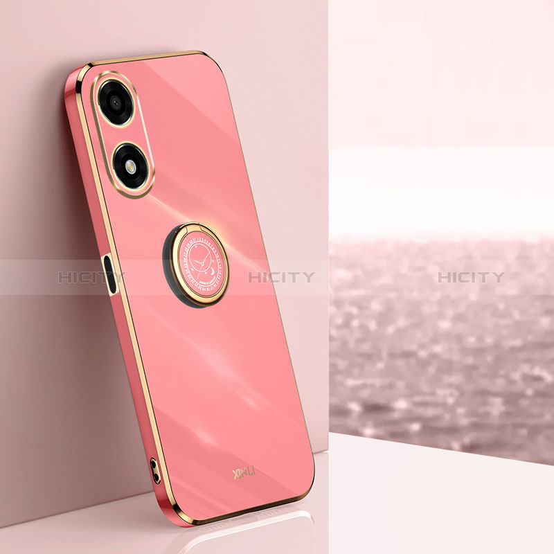 Custodia Silicone Ultra Sottile Morbida Cover con Magnetico Anello Supporto XL1 per Oppo A2x 5G Rosa Caldo