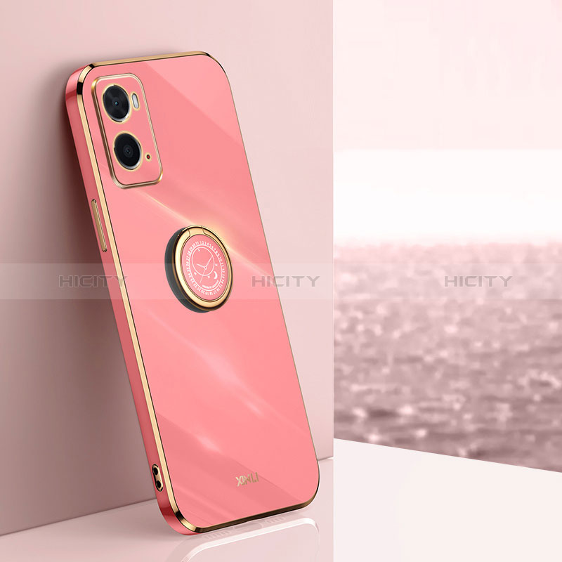 Custodia Silicone Ultra Sottile Morbida Cover con Magnetico Anello Supporto XL1 per Oppo A36 Rosa Caldo