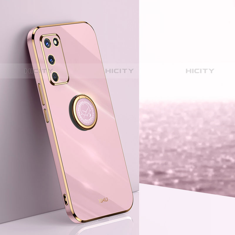 Custodia Silicone Ultra Sottile Morbida Cover con Magnetico Anello Supporto XL1 per Oppo A53s 5G Rosa