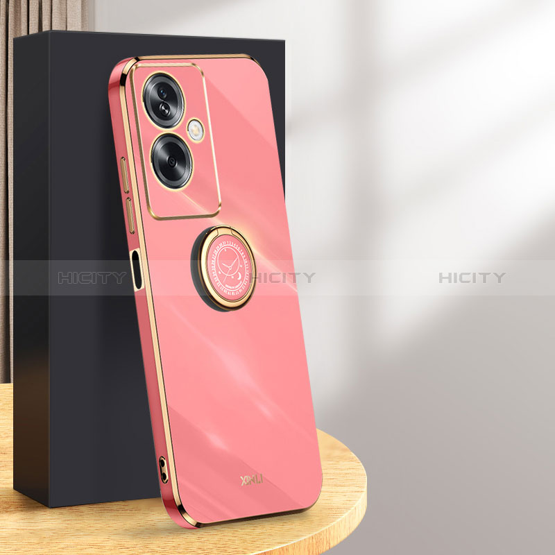 Custodia Silicone Ultra Sottile Morbida Cover con Magnetico Anello Supporto XL1 per Oppo A79 5G Rosa Caldo