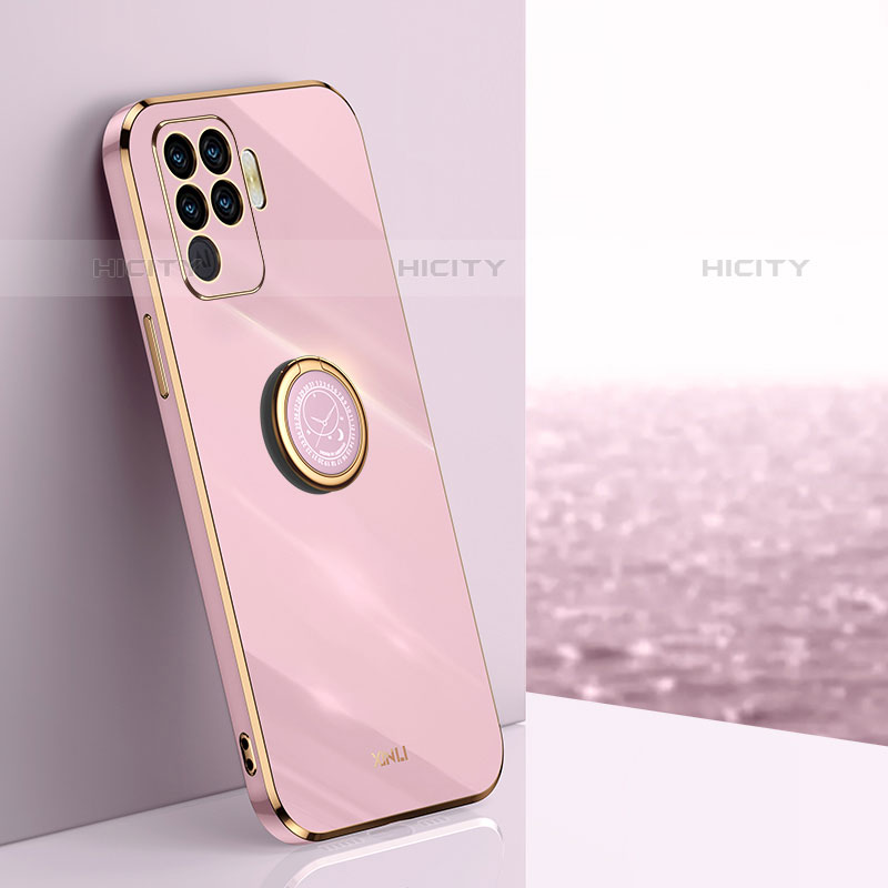 Custodia Silicone Ultra Sottile Morbida Cover con Magnetico Anello Supporto XL1 per Oppo A94 4G Rosa