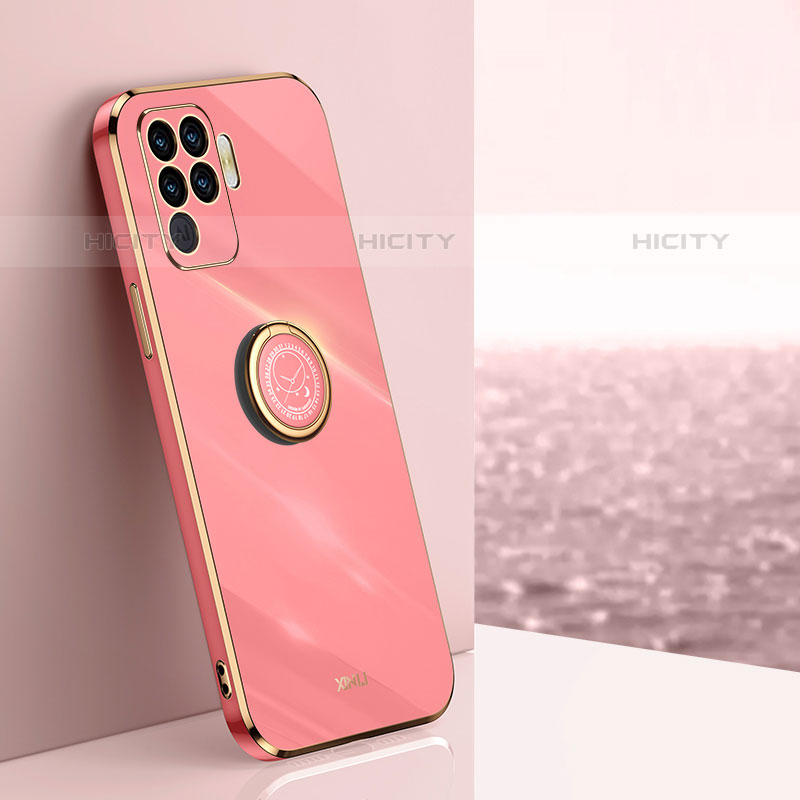 Custodia Silicone Ultra Sottile Morbida Cover con Magnetico Anello Supporto XL1 per Oppo A94 4G Rosa Caldo